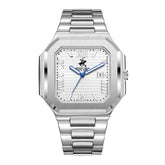 Beverly Hills Polo Club Men's Analog Watch, Silver Dial  With Silver Stainless Steel Band, BP3845X.330